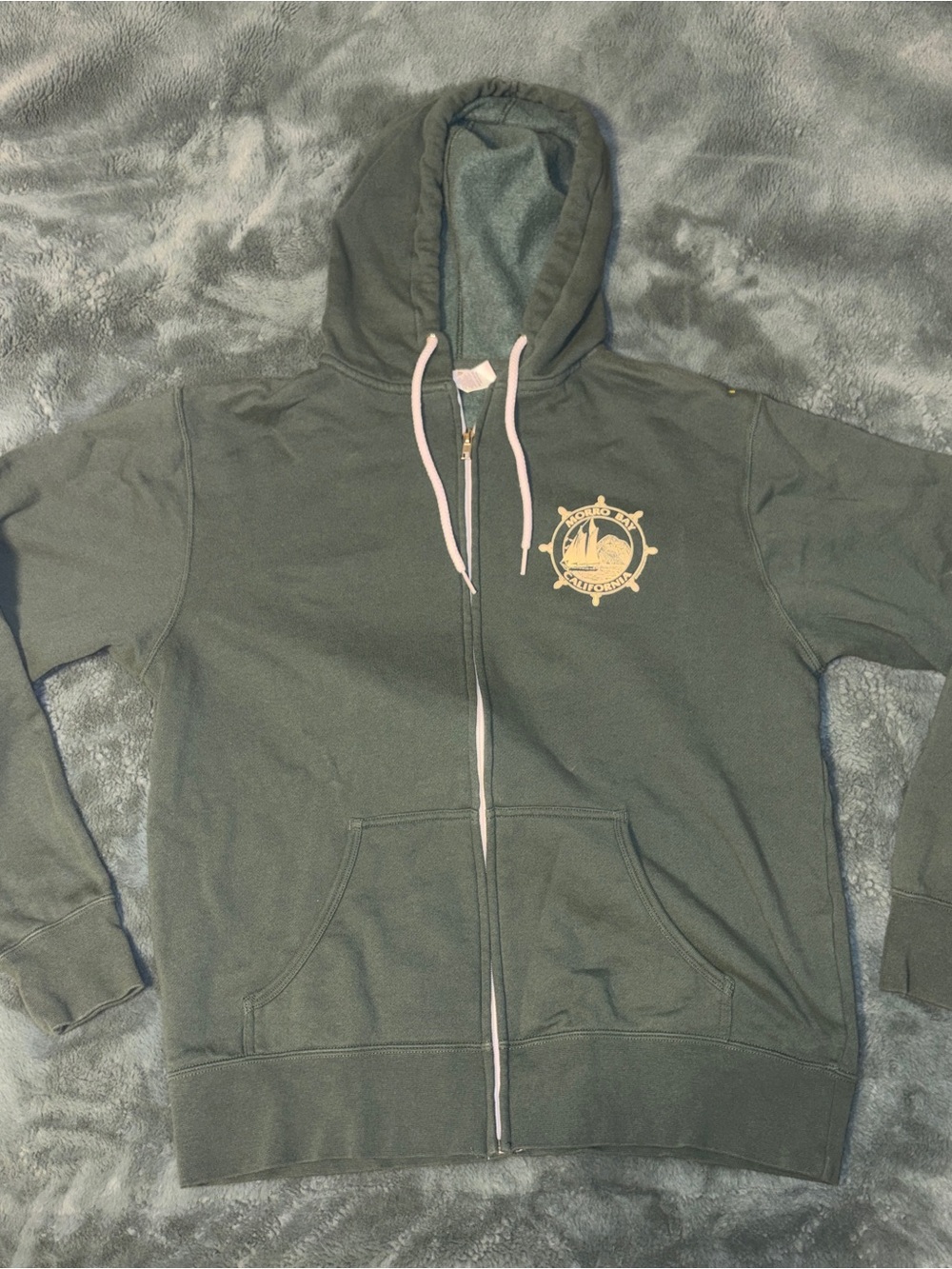 Morro Bay California Zip-Up Hoodie with Nautical Crest
